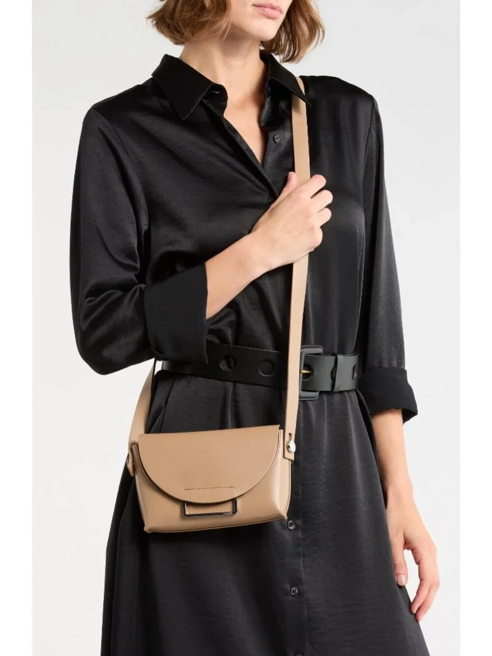 All Saints Francine Crossbody mink brown leather Bag NWOT